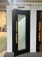 Porte d'entrée principale de sécurité personnalisée ZEKIN USA pour maisons, portes en aluminium coulé et en bois, portes extérieures de luxe pour villa, porte pivotante d'entrée de maison
