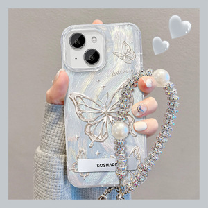 Nueva Funda Rígida Premium con Cadena de Mariposa Plateada para iPhone 11 12 13 14 Pro 15 Plus 16 17 Pro Max - Product Image 4