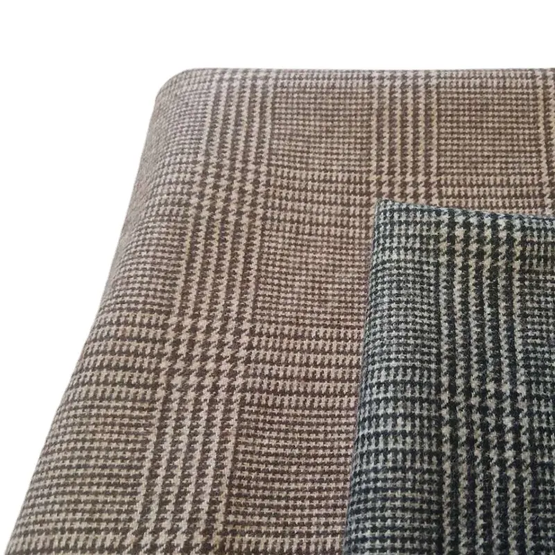 420 gsm 50% wool Single Sided Plaid Fabric 1.4cm white stripe In stock 420g/m