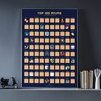 Póster Rascable de 100 Anime - Lista de Deseos de las Mejores Animaciones Japonesas de Todos los Tiempos