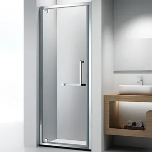 Porte de douche chromée de poche à panneaux porte de douche incassable en verre de 8mm porte de douche en verre trempé transparent