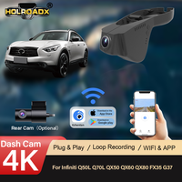 Caméra embarquée Holroadx Black 4K - Conçue sur mesure pour Infiniti QX50 - Double objectif grand angle 170° - Enregistrement de vision nocturne