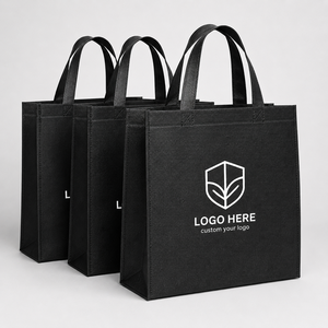 Wholesale Eco-Friendly Custom Size Shopping <b>Bags</b> Luxury Handbags Logo Printed Black Personalized Non-Woven <b>Bag</b> For Women - Product Image 3