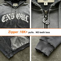 Sweat à capuche pour homme en coton épais, style streetwear, dégradé et vieilli, avec patchs brodés et strass, personnalisable, US Custom