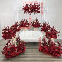 Fournitures de décoration de mariage haut de gamme personnalisées, ensemble de fleurs artificielles rouges de haute qualité pour la décoration de mariage