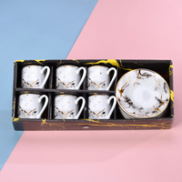 Usine directement haute qualité 6 ensembles de luxe en céramique fine porcelaine thé tasses à café et soucoupes coffrets cadeaux