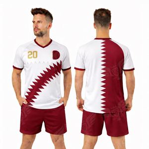 Conjunto de Camiseta de Fútbol Estilo Selección Nacional de Qatar, Uniforme de Fútbol Unisex, Camiseta y Pantalones Cortos Estampados, Transpirables, de Secado Rápido, de Poliéster, Deportivos - Product Image 2