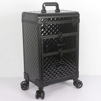 Trousse de maquillage à roulettes de grande capacité Boîte de rangement pour ongles, outil cosmétique de salon de toilettage pour animaux de compagnie