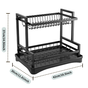 Organizador de Platos Moderno de Doble Nivel con Soporte para Cuencos, Palillos, Cuchillos, Tenedores y Vasos, con Fácil Acceso al Agua - Product Image 4