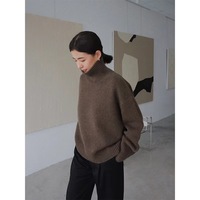 Pull à col roulé épaissi pour femmes automne hiver décontracté pull haut tricoté pour le confort