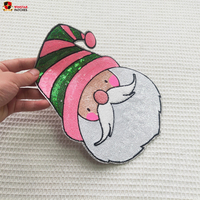 Nouveau design 2026 – Patch brodé thermocollant grand format Père Noël Bébé avec paillettes et sequins pour vêtements – Vente en gros personnalisée pour les fêtes de Noël