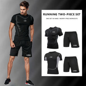 पुरुषों के कस्टम 2 टुकड़े संपीड़न के लिए फिटनेस सक्रिय टी शर्ट शॉर्ट्स त्वरित शुष्क टाइट्स खेल जिम जॉगिंग सूट - Product Image 2