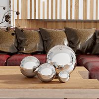 Lot de 8 boules décoratives argentées en acier inoxydable pour pièce maîtresse, bol, tailles assorties, orbes en métal, globes de miroir, remplisseurs de sphères