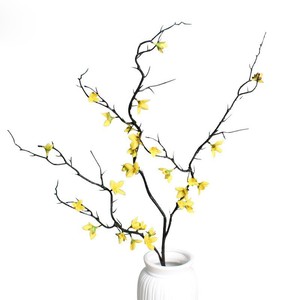 QIHAO Golden Forsythia Artificial <b>Flowers</b> Plastic <b>Silk</b> High Simulation Home Decor Wedding Outdoor Props - Product Image 5