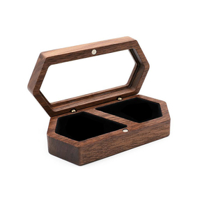 Factory Sale Engraved Black Walnut Wooden Magnetic Lid <b>Earring</b> Ring Accessories Jewelry Storage <b>Box</b> - Product Image 1