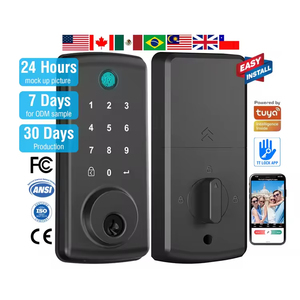 Serrure de <span class=keywords><strong>porte</strong></span> numérique intelligente Te'an avec empreinte digitale mot de passe réseau connecté serrure à pêne dormant clé serrures intelligentes pour hôtels maison portes en bois - Product Image 1