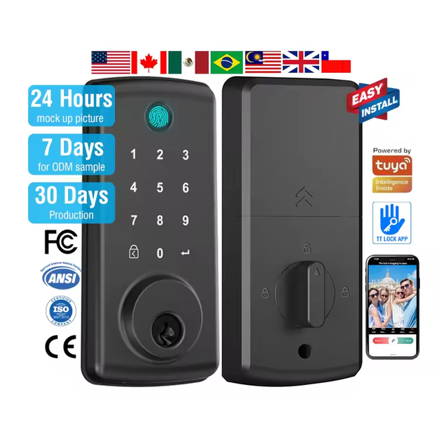 Te'an Smart Digital Door Lock with Fingerprint Password Network Connected Deadbolt Key Smart Locks for Hotels Home Wood Doors