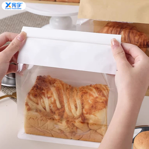 Kemasan Roti Logo Kustom Kantong Kertas Kraft Food Grade Anti Minyak Dengan Jendela untuk Kue Panggang, Kue Kering, dan <span class=keywords><strong>Popcorn</strong></span> - Product Image 2