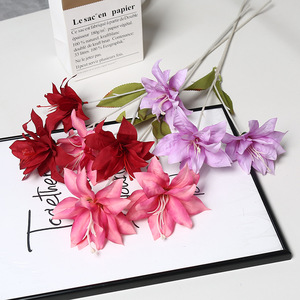 Fleurs de lys artificielles Lichao, 3 têtes, en tissu de soie, pour décoration de mariage, décoration de la maison, accessoires de photographie - Product Image 2