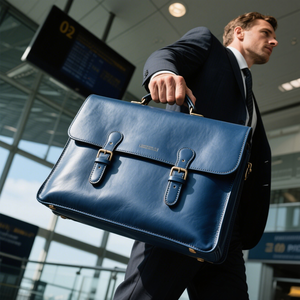 Bolso para ordenador portátil de negocios con estilo personalizado del fabricante, maletín marrón hecho a mano de cuero de grano completo con asa superior reforzada - Product Image 4