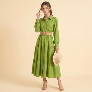 <span class=keywords><strong>Vestido</strong></span> Camisero Casual con Volantes <span class=keywords><strong>para</strong></span> Mujer, <span class=keywords><strong>Vestido</strong></span> Largo con Botones y Cinturón, Polialgodón, Elegante, <span class=keywords><strong>para</strong></span> Oficina, Fiesta - Product Image 6