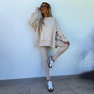 Conjunto de Ropa de Dos Piezas IStapromo para Mujer, Pantalones Ajustados Casuales con Forro y Logotipo Estampado en la Parte Delantera, Sudadera Holgada - Product Image 1