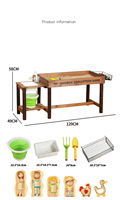 Table de jeu extérieure en bois pour enfants, avec bac à sable et bassin d'eau, pour l'éveil éducatif