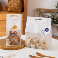 Pochette personnalisée en plastique transparente à fond plat carré en plastique transparent étanche alimentaire collation écrou pochette à fermeture éclair avec poignée