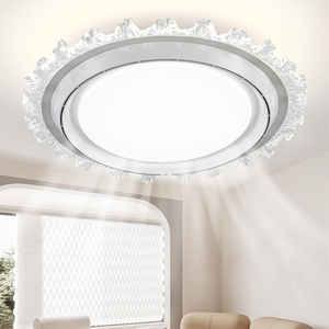 72W 2025 Hiện Đại Không Cánh 6-Tốc Độ Quạt Trần Trắng Đèn Chùm Pha Lê Chụp Đèn LED Acrylic DC Điều Khiển Từ Xa Chuyển Đổi Phòng Ngủ - Product Image 1