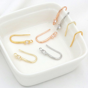 U-Shaped Ear <b>Hooks</b> With Zircon 18k Gold Plated Copper DIY Jewelry Accessories For <b>Earrings</b> Making - Product Image 2