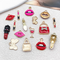 Accessoires Saint-Valentin : Pendentifs en métal DIY, breloques, sacs à rouge à lèvres, motifs nœuds et lèvres, pour colliers, bracelets, boucles d'oreilles et décorations pour coques de téléphone