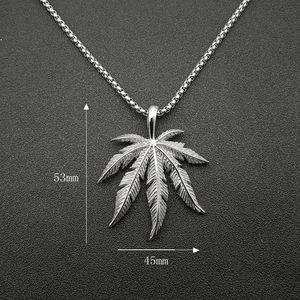 Joyas de oro de 18 <span class=keywords><strong>kilates</strong></span> en acier inoxydable bijoux pour femmes collier pour hommes pendentif feuille d'érable pour cadeau - Product Image 6