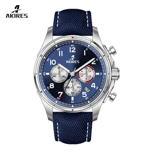 Automatic Pilot Wrist Watch Date Men Chronograph Watch VK63 Movement Sapphire Glass Genuine Leather Stainless Steel Pilot Watch