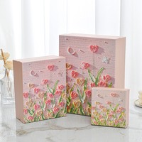 Kotak Hadiah Laminasi Lukisan Minyak Segar, Kreatif Budaya, Souvenir Ulang Tahun Pelajar, Kotak Kemasan Kosong Stok Tersedia