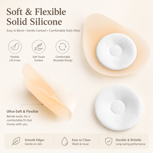 Protège-tétons réutilisables en silicone anti-fuite pour l'allaitement – Coussinets discrets et invisibles pour la protection des mamelons après l'accouchement - Product Image 6