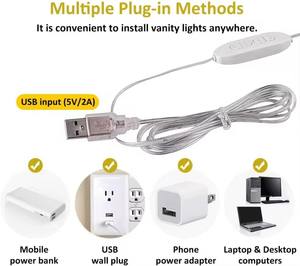 Muestra GRATUITA: Bombilla LED para Espejo de Vanidad, Estilo Baño, Regulable, Lámpara de Maquillaje USB, Luz para Espejo de Vestidor, Kits de Bombillas LED para Espejo - Product Image 4