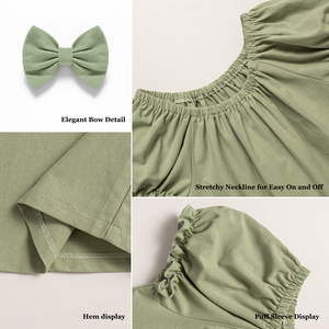 DC เสื้อผ้าเด็กสาวร้อนแสนน่ารัก กางขวางฝ้าย 1-12 ปี สม็อกไลน์ A ปัฟแขน เด็กเล่น ฟรีแฟชัน ขายส่ง - Product Image 4