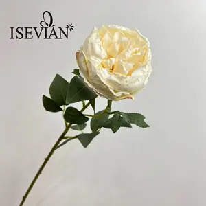 ISEVIAN-flores de seda de alta calidad, Bola de flores de boda, Rosa Blanca Grande, Austin