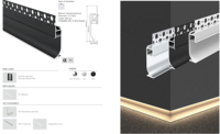 Plinthe lumineuse LED en profilé d'aluminium, dimmable, CRI élevé 90