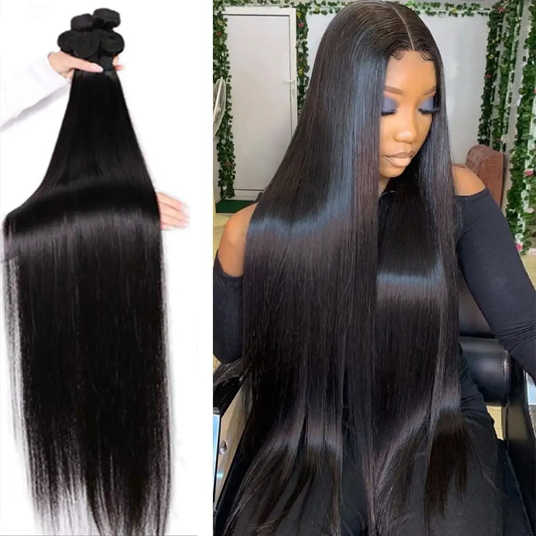 Long Inch Straight Weave Hair Brazilian Virgin Remy 100% Human Hair Bundles Virgin Unprocessed Human Hair Bundles Extension