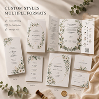 Cartes d'invitation de mariage pliables personnalisées, design élégant botanique floral et eucalyptus avec détails multi-pages et itinéraire