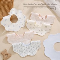 Bavoirs pour bébé réversibles en coton mousseline respirant, imperméables, double face, avec bouton, pour la bave et les éructations