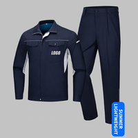 Veste de travail légère et respirante pour hommes, à manches longues, bicolore, avec fermeture éclair, uniforme de sécurité pour les travailleurs d'usine et d'atelier