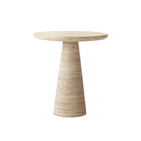 Tables consoles rondes en travertin HZX, design nordique moderne, table de chevet, table d'appoint, tables basses en marbre pour salon