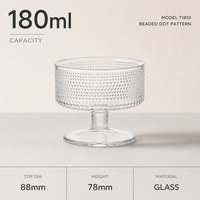 Bol à dessert Hobnail 180 ml 88 mm en verre transparent perlé, directement de l'usine, pour sundae, crème glacée, pâtisserie, gelato, boulangerie