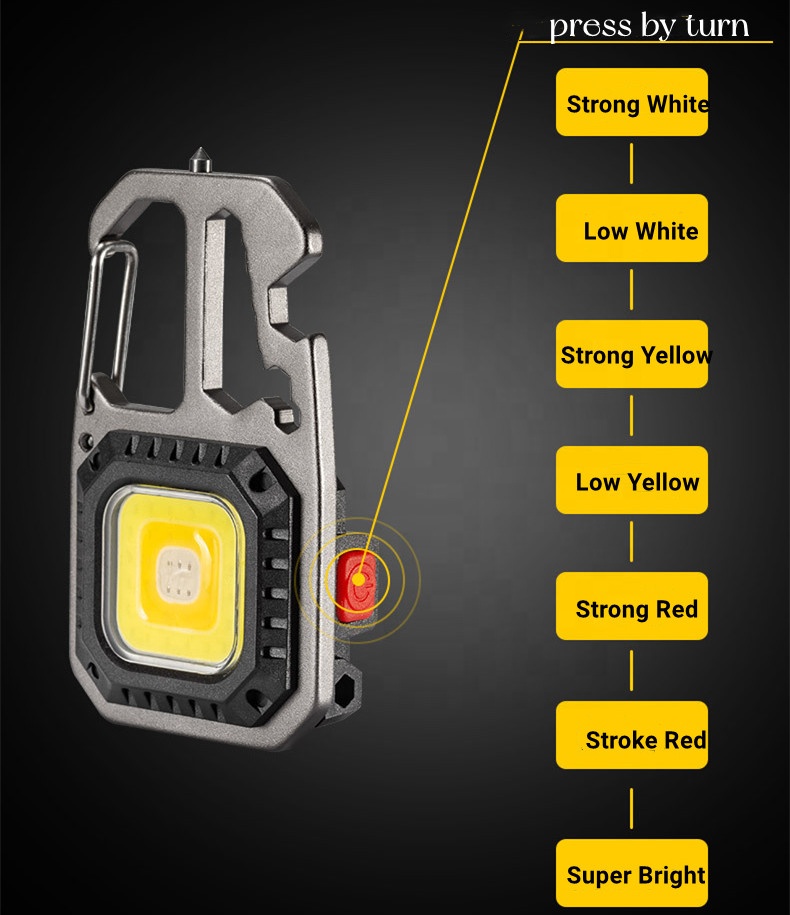 LED COB портативный многофункциональный мини-брелок, перезаряжаемый фонарик с отвертками и открывалкой для бутылок