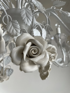 Lampadario in ceramica bianca 8 luci in ferro battuto forgiato a <span class=keywords><strong>mano</strong></span> - Product Image 3