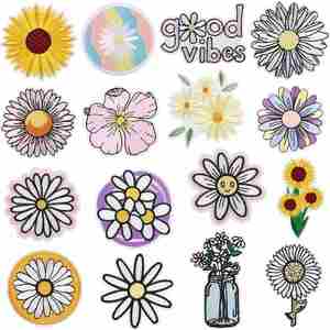 Iron on Embroidered Simple Style Round Sun Flower Daisy Patches for Clothes Bag Decoration - Product Image 1