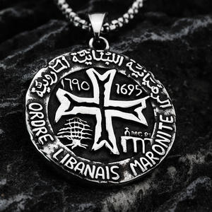 Medalla colgante de acero inoxidable de San Charbel, collar religioso unisex, colgantes temáticos para hombres y mujeres - Product Image 2