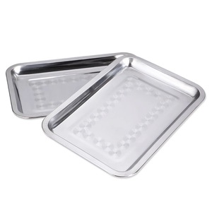 Bandeja Cuadrada de Acero Inoxidable 32x22cm, Plato para Comida Grueso e Irrompible para Uso en Barbacoas y Cenas - Product Image 3